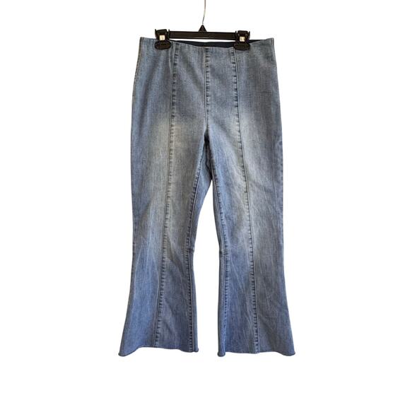 INC International Concepts Flare Leg Cropped Jeans Blue Stretch Size 6 boho - Picture 1 of 7